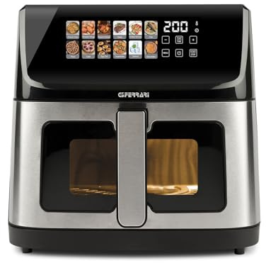 G3 Ferrari G10222 Friggitrice ad Aria Friggisano 10 e Lode, 2300W, 10Litri, Doppia Resistenza, Display a Colori, 12 Programmi, Luce Interna, Incluso Ricettario