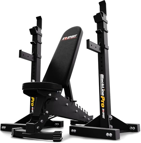 K-Sport: Massivo supporto per manubri con panca multifunzionale, regolabile in più livelli, professionale, regolabile fino a 350 kg, set professionale professionale