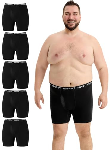 INNERSY Stora storlekar, boxershorts, herr, bomull, kalsonger, män, med gylf, underkläder, XXL-6XL, 5-pack