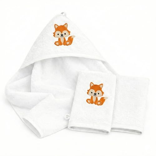 Babykajo Set asciugamano con cappuccio per bambini con 2 panni di spugna Certificato Oeko-Tex Standard 100. Asciugamano per neonati in morbido spugna. Prima fornitura asciugamano per bambini con