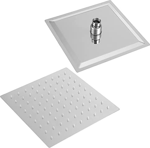Pommeau de douche à effet pluie carré, pomme moderne en acier inoxydable 8x8 pouces avec jets silicone autonettoyants haute pression facile nettoyer pour salle bain