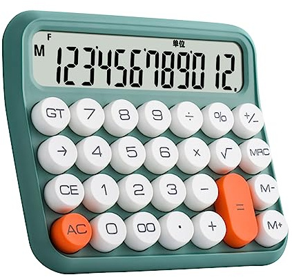 Yinhing Calculadora de 12 Dígitos Pantalla LCD Grande Calculadora de Escritorio Mecánica con Botones Grandes con Teclas Extraíbles y Parte Inferior Antideslizante para Uso en la (Verde Oliva)