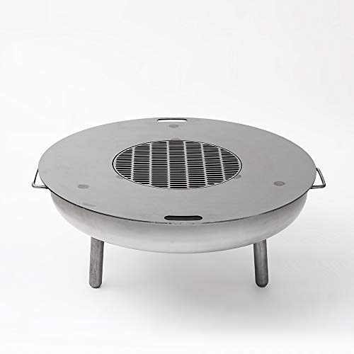 Czaja® Feuerplatte 85 cm mit Grillrost| Grillring | Grillplatte | Plancha - 5mm Stark - Universalgröße ideal für Feuerschale, Stahlfass, Öltonne, Feuertonne, Stahltonnen Kugelgrills