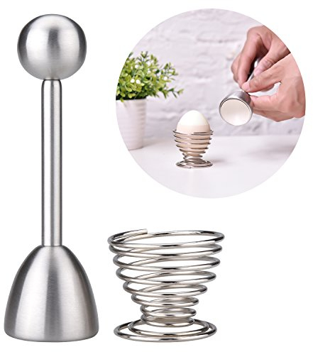 Pretop Eierköpfer + einem Eierbecher | Eieröffner Eier Cutter Cracker Edelstahl 14 cm