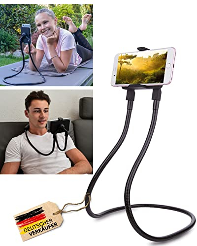 Smartphone Halterung - Handy Stativ flexibel - Schwanenhals Handyhalterung Bett - Handy Halterung Tisch, Handyhalterung Nacken mit Polster- Handyhalterung iPhone - Universal