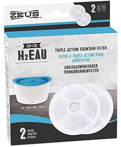 ZEUS Lot de 2 filtres Triple Action de Rechange pour Fontaine à Eau 6 l