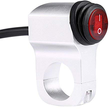 Keenso 12 V 16A Motorrad Lenkerhalterung EIN-AUS-Schalter, wasserdichte Aluminiumlegierung Scheinwerferschalter für 7/8 22mm Lenkerschalter Nebelscheinwerfer EIN Aus Led-anzeige, (Silber)