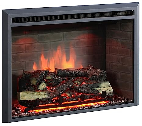 BALDERIA cheminée électrique Calida 30 | Foyer électrique Mural avec Effet de Flammes 3D | Chauffage 2000W, éclairage LED | Cheminée encastrable avec télécommande, minuteur & Thermostat | Noir