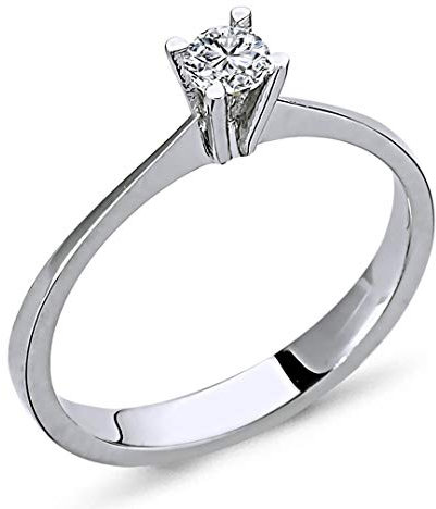 0,14 Carat EinStein Solitär Diamantring in 14 Karat Weißgold