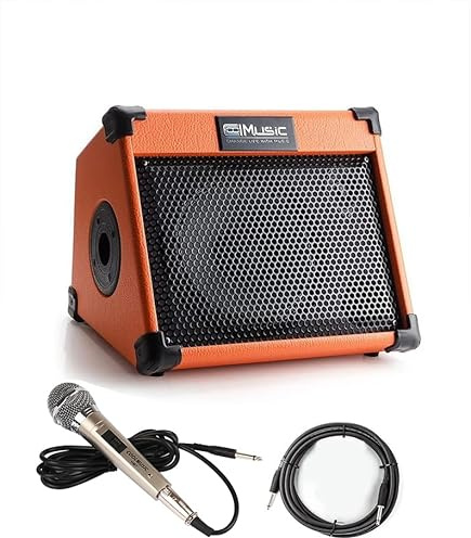 Coolmusic AC20 Amplificatore per chitarra acustica, amplificatore portatile da 20 W, per chitarra acustica con Bluetooth, 2 canali (AC20-1)