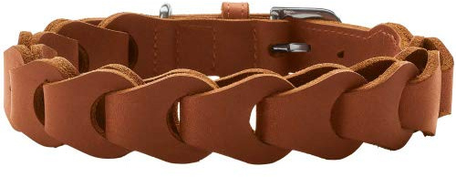HUNTER SOLID Education Chain Hundehalsband, Rindsleder, 50 (S-M), Cognac