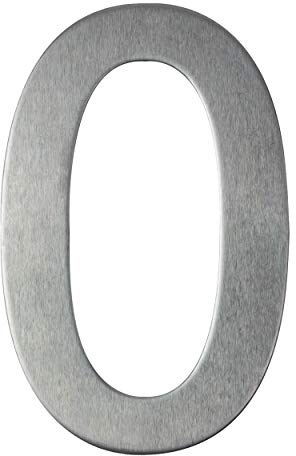 Edelstahl Hausnummer - Wetterfest und Pflegeleicht - Metallic Mattes Silber Finish - Moderner und Einfache selbstklebend Installation - Höhe 100 mm - Arial Ziffer 0