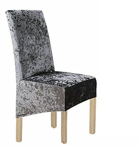 GEA Crushed Velvet Dining Chair Covers Stretchable Protective Slipcover Home Decor (SILVER)