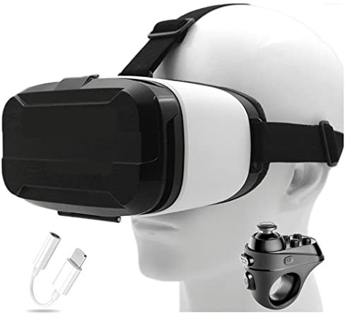 JYMYGS Gafas de Realidad Virtual, 3D VR Gafas con Controlador Bluetooth para Juegos Visión Panorámico VR Glasses para iPhone 13 Pro Max/13 Pro/13/12/11, para Samsung Galaxy S21, Huawei, Xiaomi