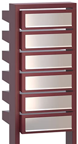 Briefkastenanlage, Design Briefkasten Stairs for Six in Rot mit Edelstahlklappe - Bravios in Rot mit Edelstahl