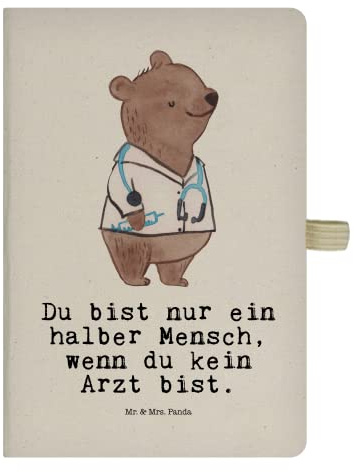 Mr. & Mrs. Panda DIN A5 Baumwoll Notizbuch Arzt Herz - Geschenk, Abschied, Tagebuch, Dankeschön, Doktortitel, Adressbuch, Mediziner, Hausarzt,