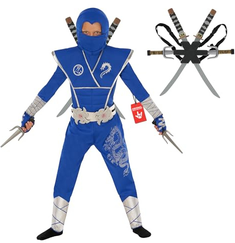 Morph Déguisement Ninja Enfant, Costume Garçon, Tenue Halloween, Déguisement Enfant Ninja, 4-6 Ans