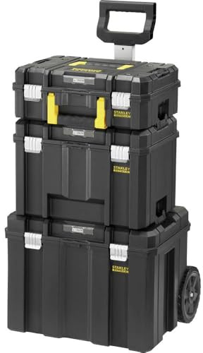 STANLEY Torre PRO-STACK 3 piezas: FMST1-71966 (sin espuma) + FMST1-71971 + FMST1-75753 pour pros et bricoleurs, idéal pour assemblage résistant, norme technique