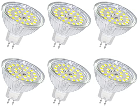 LED Leuchtmittel GU5.3 LED 5W 12V MR16, 500LM Kaltweiß 6000K, Nicht Dimmbar, Ersatz für 50W Halogenstrahler, LED Strahler GU5.3 für Deckenleuchte, Landschaftsbeleuchtung, 6 Stück