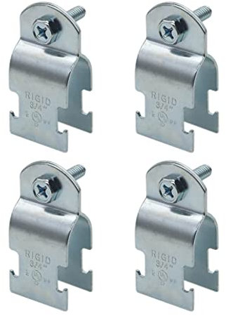 3/4 EMT Strut Clamps for Rigid Conduit and Pipe, 4 Packs Universal Steel Strut Clamps for Rigid Conduit and EMT, Standard Electro-Galvanized EMT Strut Clamps Assembled with Bolt and Nut