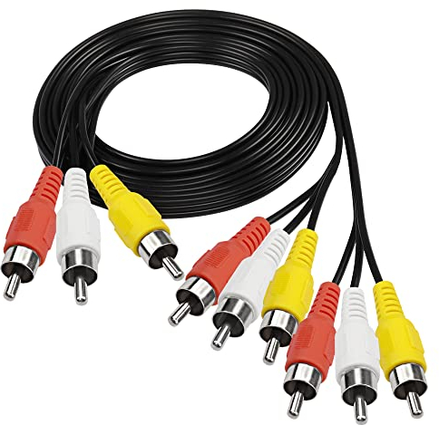 MEIRIYFA RCA AV Splitter Audio Video Cavo, 3 RCA Maschio a 6 RCA Audio Cavo Composite Estensione AV Adattatore per TV, DVD, Set-Top Box, ecc. (1.5M) (6RCA Maschio)