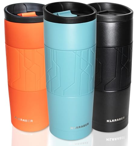 Kaffeebecher to go, Edelstahl Kaffee Thermobecher, 480ml, 100% auslaufsicher, Travel Mug für Kaffee & Tee, Personalisiert, Isoliert, BPA-frei (Blau)
