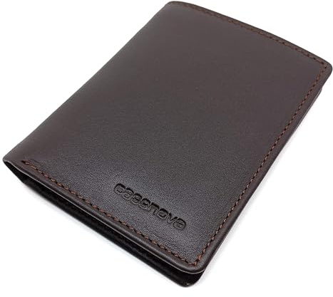 C CASANOVA Mini Cartera Tarjetero Hombre Piel - Hecho a Mano - RFID - 10058 Marron