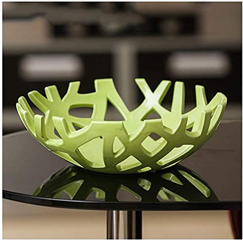 OQHAIR European Fruit Bowls Fruit Etagere Fruit/Vegetables Basket Bowl Display,Pastoral Ceramic Fruit Plate Living Room Decoration(Color:Green)