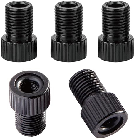 VANSIHO Aluminum Presta to Schrader Converter Car Valve Adapter Bicycle Bike Tube Pump Air Compressor Tools 5pcs (Black)