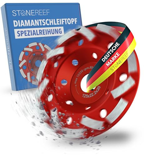 Smerigliatrice per calcestruzzo [125 x 22,2 x 20] fresa per calcestruzzo, levigatrice diamantata per aspirazione, fresatrice per rettifica, pentola per levigatrice per calcestruzzo