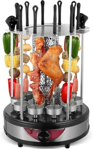 Vertical Rotating Barbecue Grill Electric with rotisserie for Kebab, skewers and Roast - Smoke-Free BBQ for Home Parties