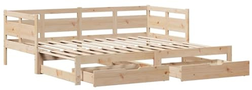 vidaXL Sofá Cama Nido con cajones Madera Maciza de Pino 90x190 cm, sofá Cama, Cama de Pijamas, sofá Cama con almacenaje, Cama de Invitados
