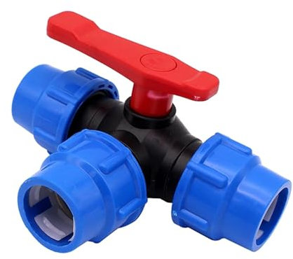 DNMBVQJB 1/2 3/4 1 1-1/4“ 1-1/2“ 2 PE-Rohr-Schnellverbinder 3-Wege-Ventil T-Typ Kunststoff-Kugelhahn Wasserrohrverschraubung(3/4,Black Type)