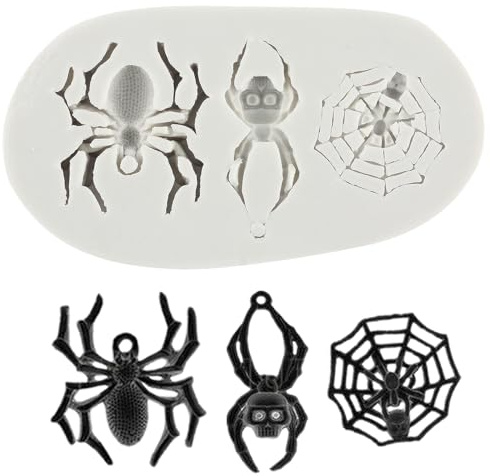 MINFEIDMS Spinne Silikonform Spinnennetz Fondant Formen für Kuchen Dekorieren Cupcake Topper Schokolade Gummipaste Süßigkeiten Polymer Clay