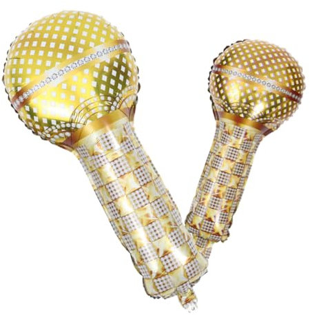 TOYANDONA 2stücke Goldene Mikrofon-folienballons Dekorative Aluminium-luftballons Für Geburtstagsfeiern Ktv-partys Kreative Ballon-dekorationen Für Erwachsene
