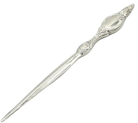 LivuX Eleganter Brieföffner im Barockstil aus Messing vernickelt, Länge 22 cm – Dekoratives Accessoire für Büro und Zuhause 1016