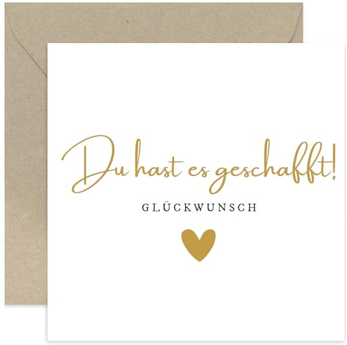 Old English Company Premium Glückwunschkarte zur bestandenen Prüfung mit Umschlag. Grußkarte mit Spruch, Abitur, Feier, Abitur, Bachelor, Master - Für Sohn Tochter Schwester Bruder
