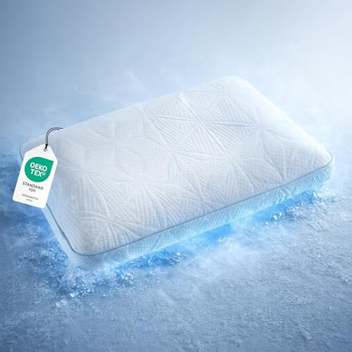 MEFOPILO Kühlendes Memory Schaum Kissen zum Schlafen 60x40x13 cm, viscoelastisches Kopfkissen, Ergonomisches Orthopädisches nackenstütz Kissen, Rücken-, Bauch-, Seitenschläfer, weiß