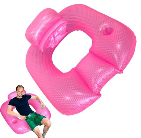 Schwimminseln Für Erwachsene - Aufblasbarer Schwimmreifen Liegestuhl - Mit Getränkehalter Und Armlehnen Für Pool, Fluss, See,