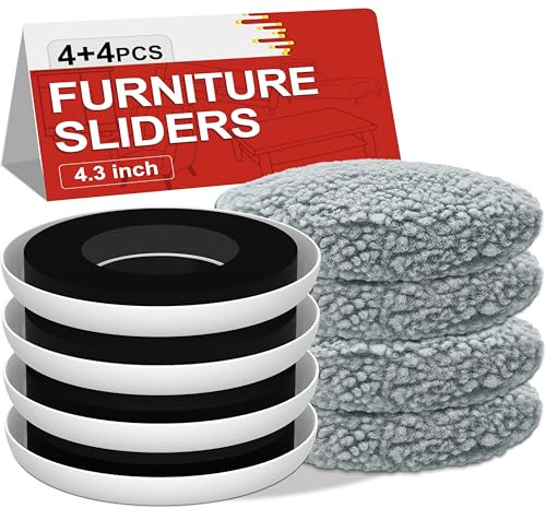 NIUXX Furniture Sliders for Carpet, 4 Set Appliance Sliders with Anti-Slip Groove, Round Heavy-Duty Furniture Moving Gliders with Socks for Hardwood, Moving Heavy Bed Sofa Tables Cabinet Easily
