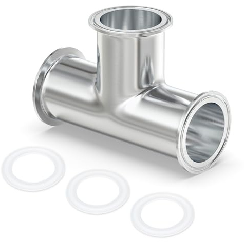 ERGAOBOY 1 Stück Clamp Tee 3 Weg 4(101,5MM) OD Edelstahl 304 Sanitär Rohr Armaturen Fits 4 Tri Clamp 119MM Ferrule Flansch mit Silikon-Dichtungen
