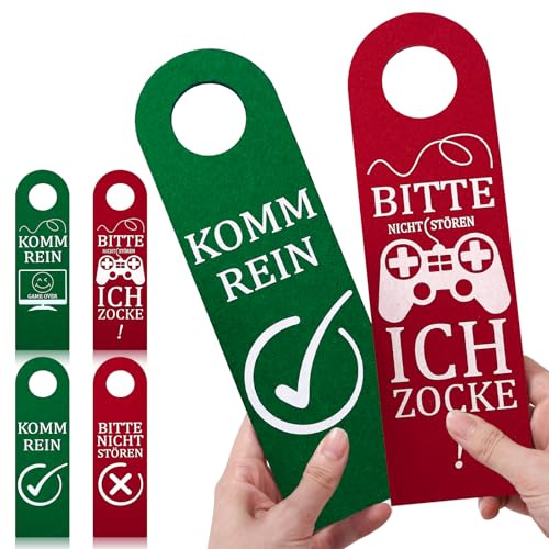 Mexgcom 2 Stück Bitte Nicht Stören, ich zocke oder komm rein,Türanhänger aus Filz und Komm Rein Schild Türanhänger Gamer Zimmer Deko, Gamer Geschenk, Teenager Jungen Geschenk (Solider Stil)