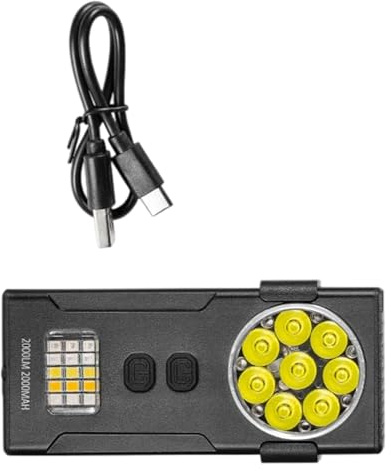 YIZITU Lampe de poche rechargeable à double source de lumière 1000 lm pour camping, réparation d'urgence, lampe de poche plate