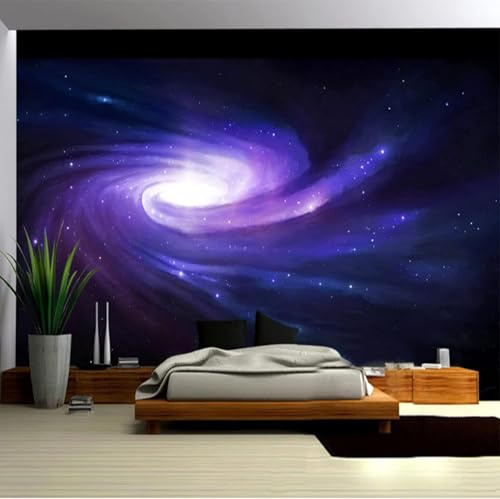 XLMING Chaud Renouvelé Beauté Violet Galaxie Voie Lactée 3D Papier Peint Texture Soyeuse Intissé Salle à Manger Bureau D'étude Canapé Chambre Salon TV Mur-430cm×300cm