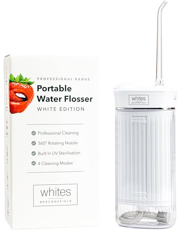 Whites Beaconsfield Hydropulseur Dentaire Portable Électrique 230 ml (Blanc) - Jet Dentaire Hydropulseur avec Modes Réglables - Hydropropulseur Dentaire Rechargeable pour Maison et Voyage