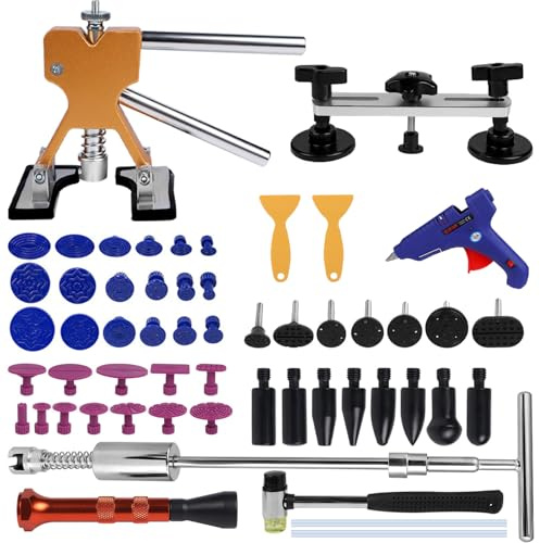 Putentfun 66 Pieces Dent Repair Kit Car, Paintless Dent Repair Kit with T-Hammer Bridge Puller, Dent Lifter for Body Dents, Hail Damage, Door Dents