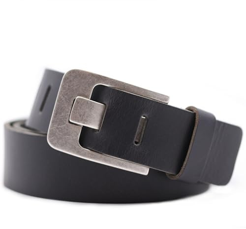 FRIEDRICH HOFFMANN Rustikaler Ledergürtel Damen schwarz - Gürtel Damen schwarz & braun - 100% echtes Leder - Damengürtel 4 cm breit - Made in Germany - einkürzbar