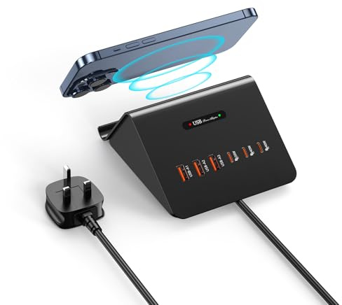 100W USB C Charging Station with Wireless Charger, Multiple 45W USB C Laptop Charger Compatible with