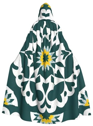 HJFCZH four-cornered flower pot Pattern Adult Halloween hooded jacket cloak long party cloak suitable for men and women