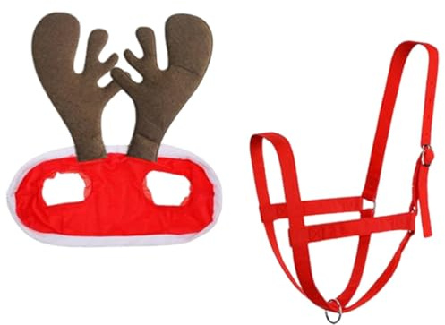 Hellery Weihnachtsmannmütze für Pferde, Reitzubehör Und Zügel, Loses Kostüm, Weihnachtspferdeaccessoire für Veranstaltungen Und Feierlichkeiten